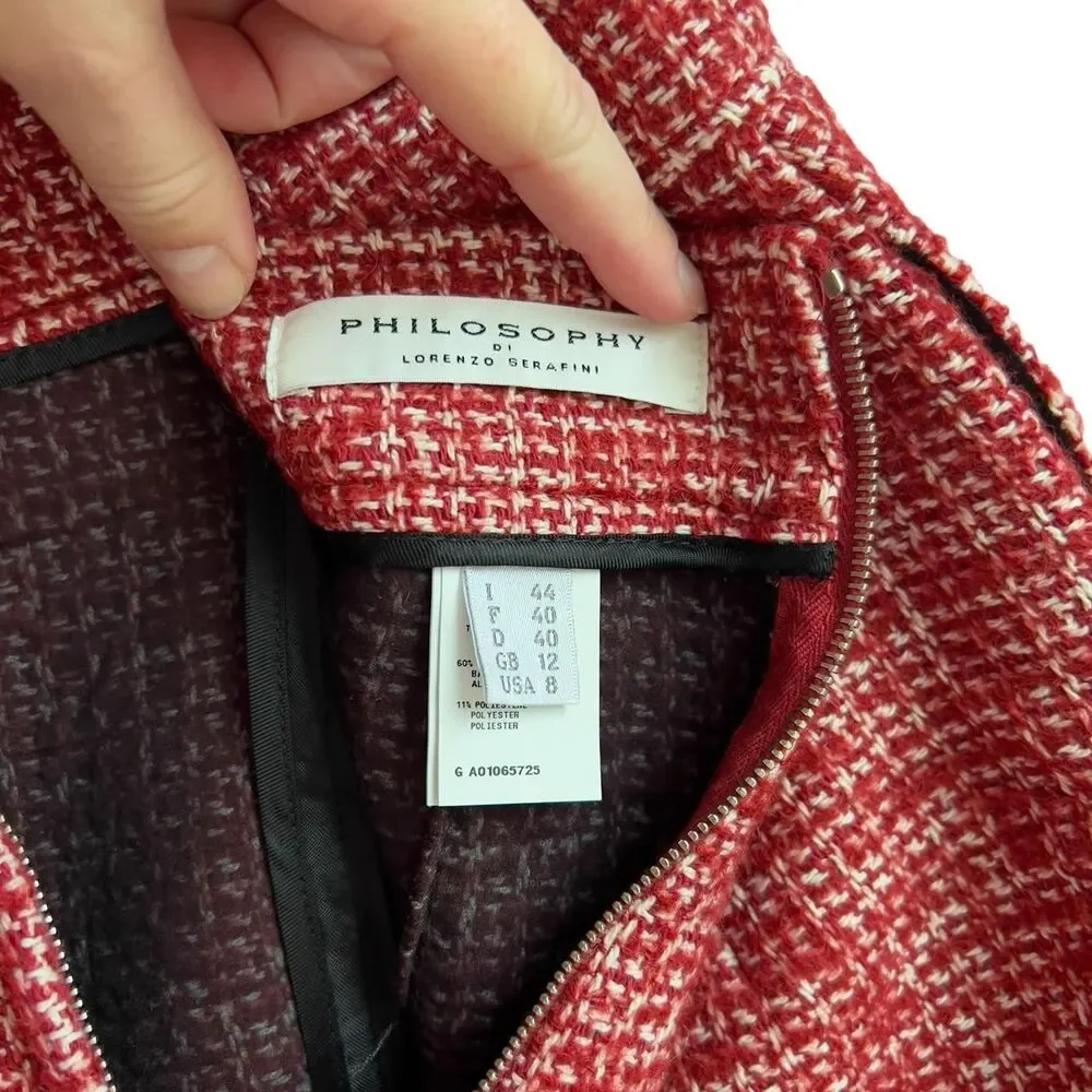 Philosophy di Lorenzo Serafini red and white tweed skirt